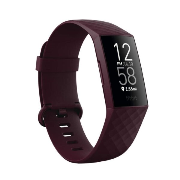Front view of the Activity Bangle Fitbit FB421BKBK with a black strap and touchscreen display